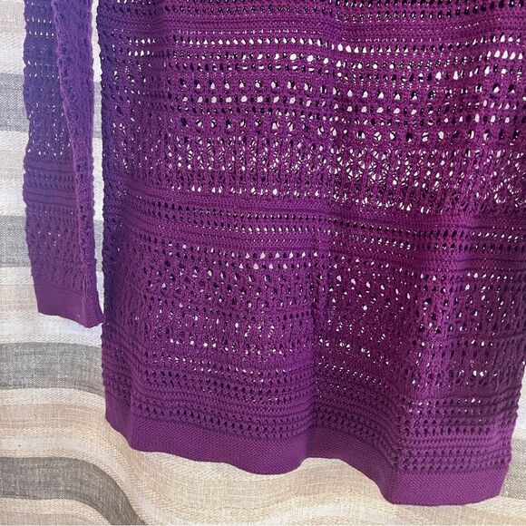 Loft Purple Open Knit Top Size Small - Picture 5 of 6